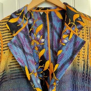 MIEKO MINTZ OOAK Floral Patterned Cotton Blazer XL New